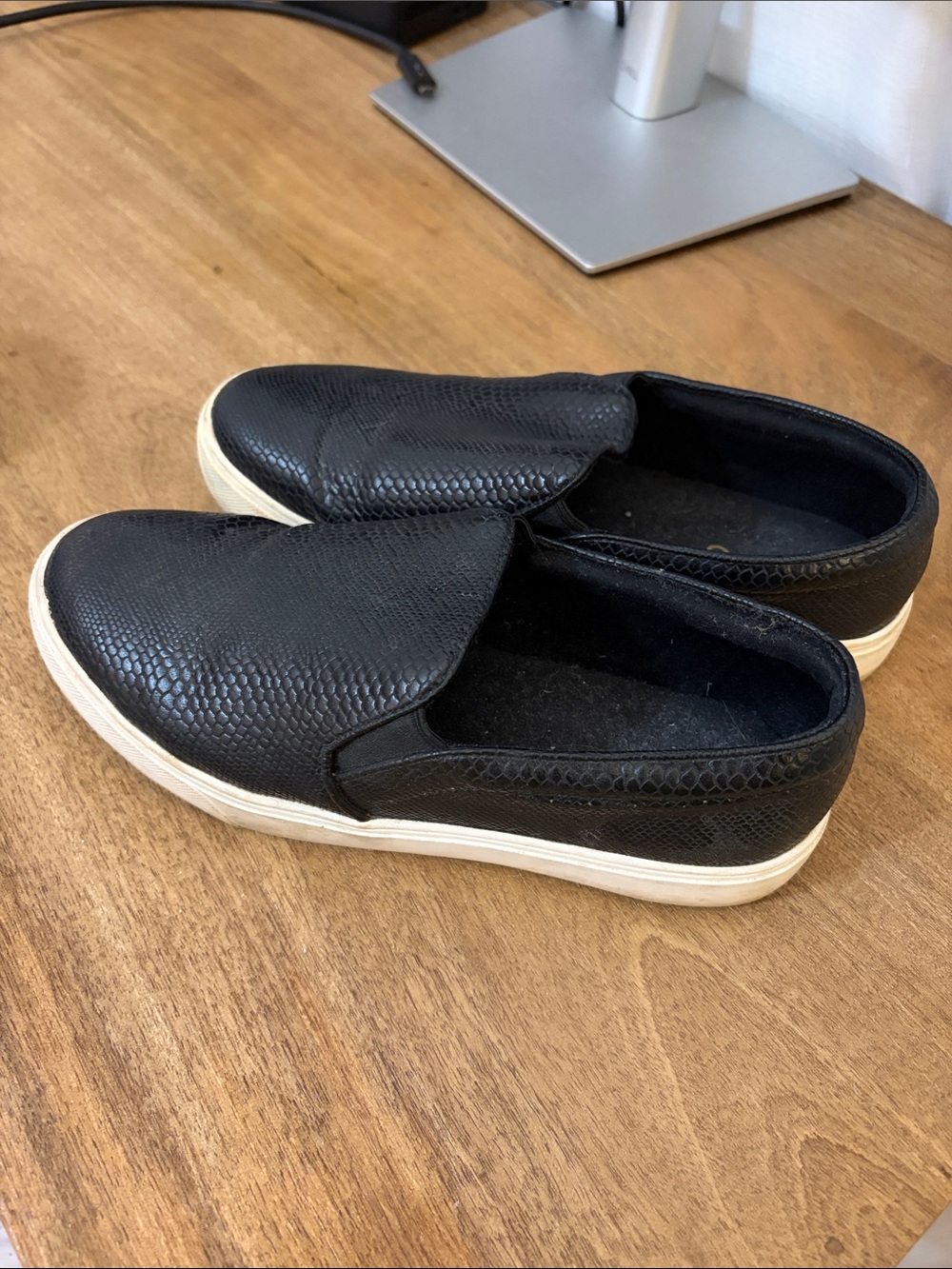 Aldo Black Slip-On Sneakers with White Sole